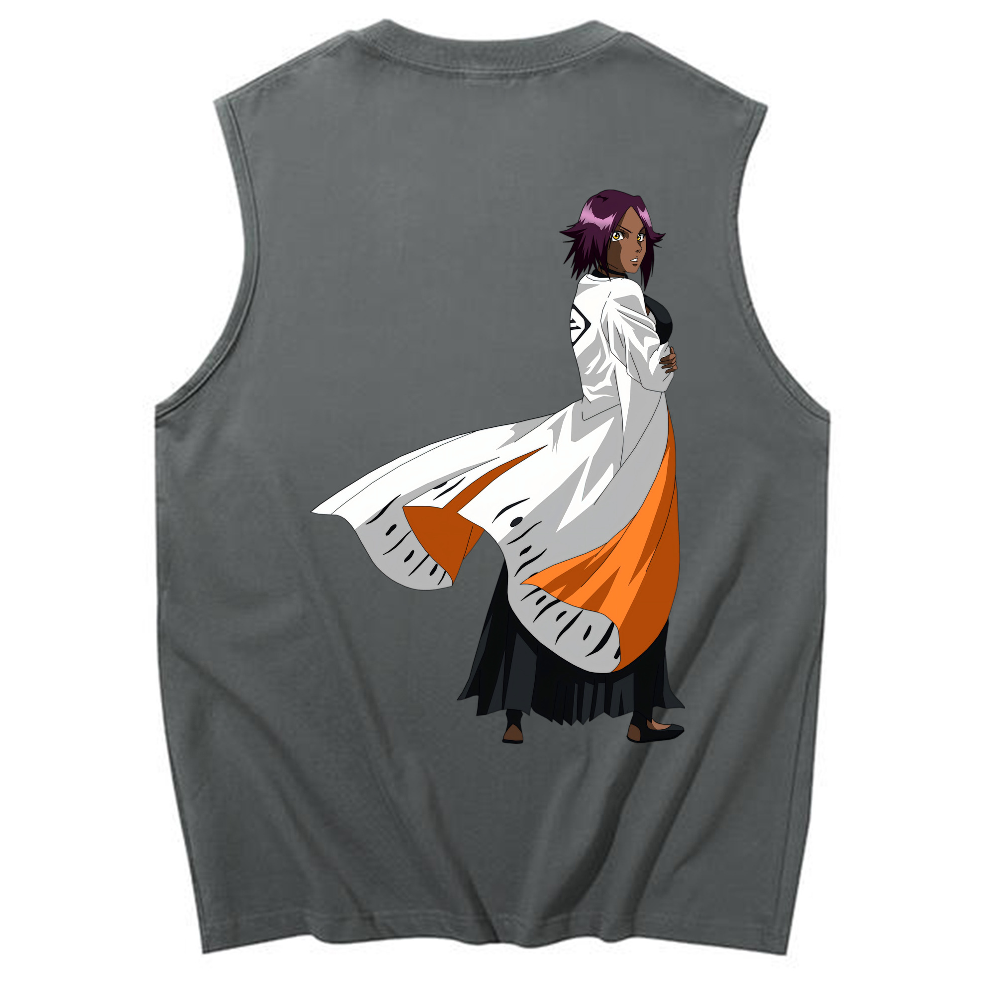 （画像用） ブリーチ 四楓院 夜一（しほういん よるいち） BLEACH Shihouin Yoruichi コットン100％タンクトップ（背面プリント）